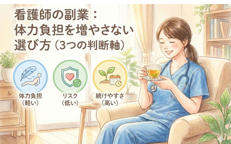 看護師の副業:体力負担を増やさない選び方(3つの判断軸)
