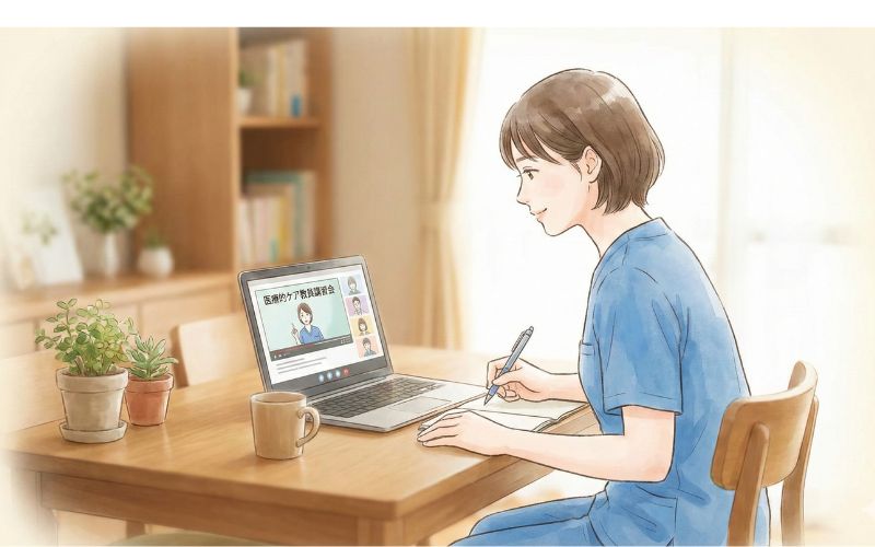 「オンラインで受講する看護師のイメージ」